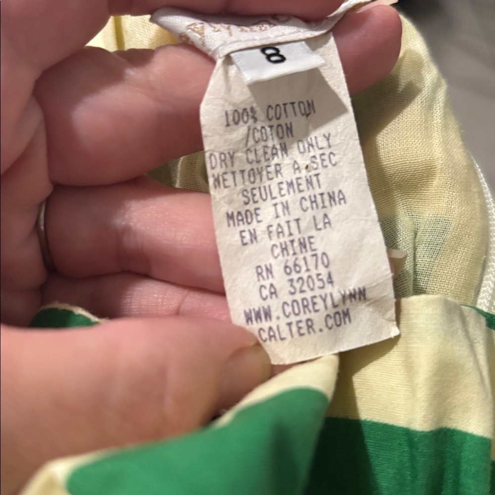 Anthropologie Corey Lynn Calter green striped tank summer spring midi size 8 - Picture 7 of 8